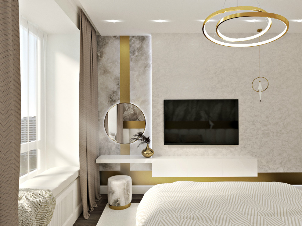 Спальня и кухня в светлых тонах