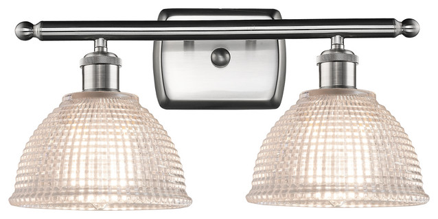 Arietta 2-Light Bath Vanity-Light, Brushed Satin Nickel, Clear