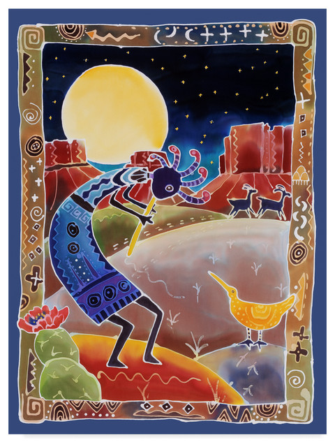 Harriet Peck Taylor 'Kokopelli Sings Up The Moon' Canvas Art, 24"x18"