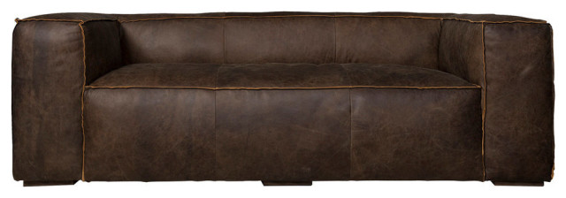 Presley Sofa Vintage Leather Camel With Hardwood Feet Contemporary Sofas By Buildcom Houzz