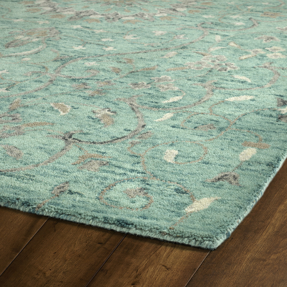 Kaleen Chancellor Hand-Tufted Indoor Area Rug, Turquoise, 2'6"x8'