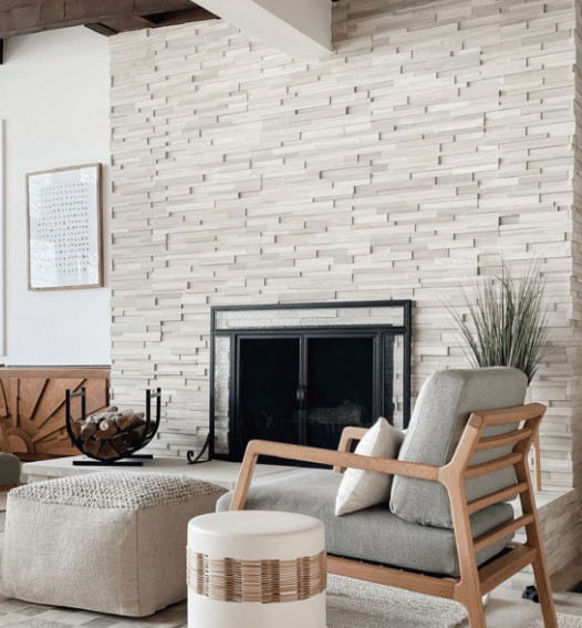 Limestone Fireplace