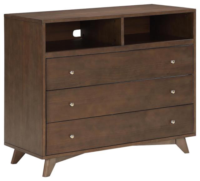 Novogratz Otis Mid Century Modern 3 Drawer Chest Dark Walnut
