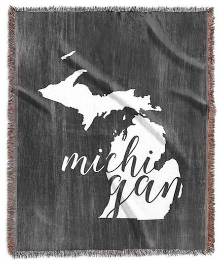 "Home State Typography, Michigan" Woven Blanket 60"x80"