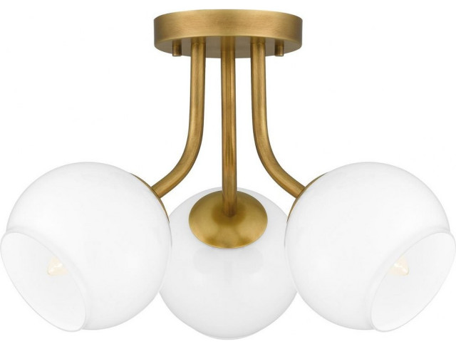 3 Light Semi-Flush Mount In Modern Style-10.5 Inches Tall and 16 Inches