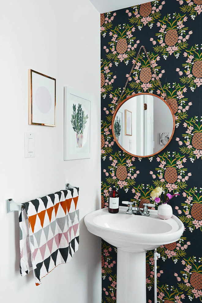 Inspiration for a midcentury powder room in New York.