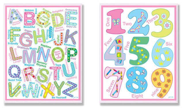 Letters And Numbers Bright Colors 2 Piece Wall Plaque Set
