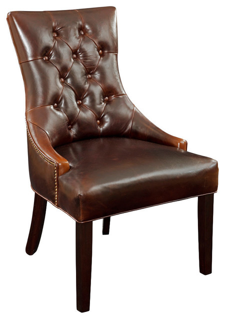 Fortnum Tufted Parsons Chairs, Brown Leather, Set of 2