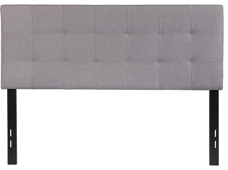 Bedford Tufted Upholstered Full Size Headboard, Light Gray Fabric