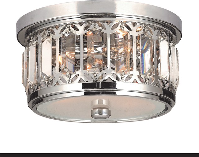 Parlour 3 Light Chrome Finish Crystal Flush Mount Ceiling Light 10" Round