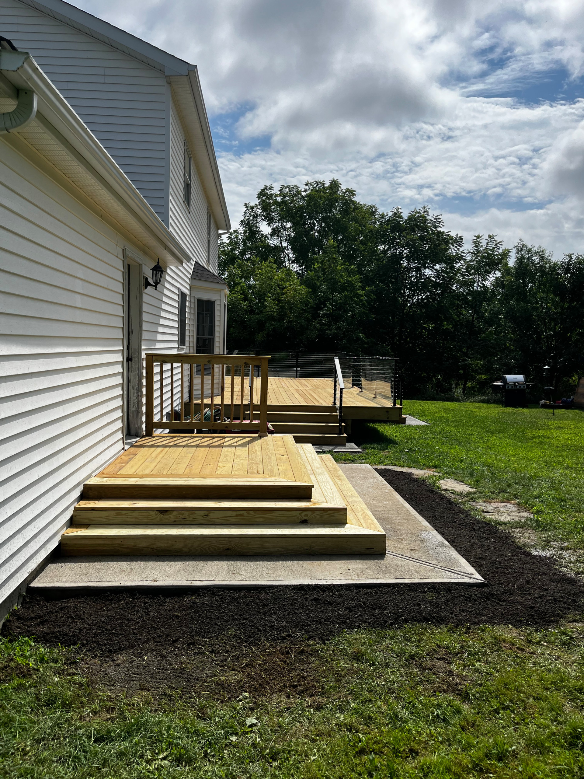 Pressure Treated Wood  Deck with Cable Rail System