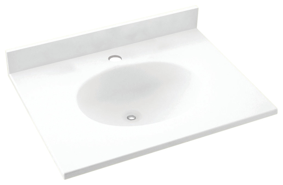 Swan Ellipse Solid Surface Bathroom Vanity Top, 19in L x 25in W x 0.