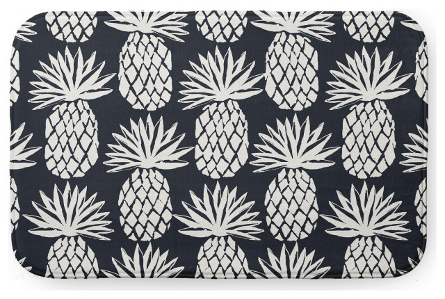 34" x 21" Pineapple Pattern Bathmat, Shark Blue