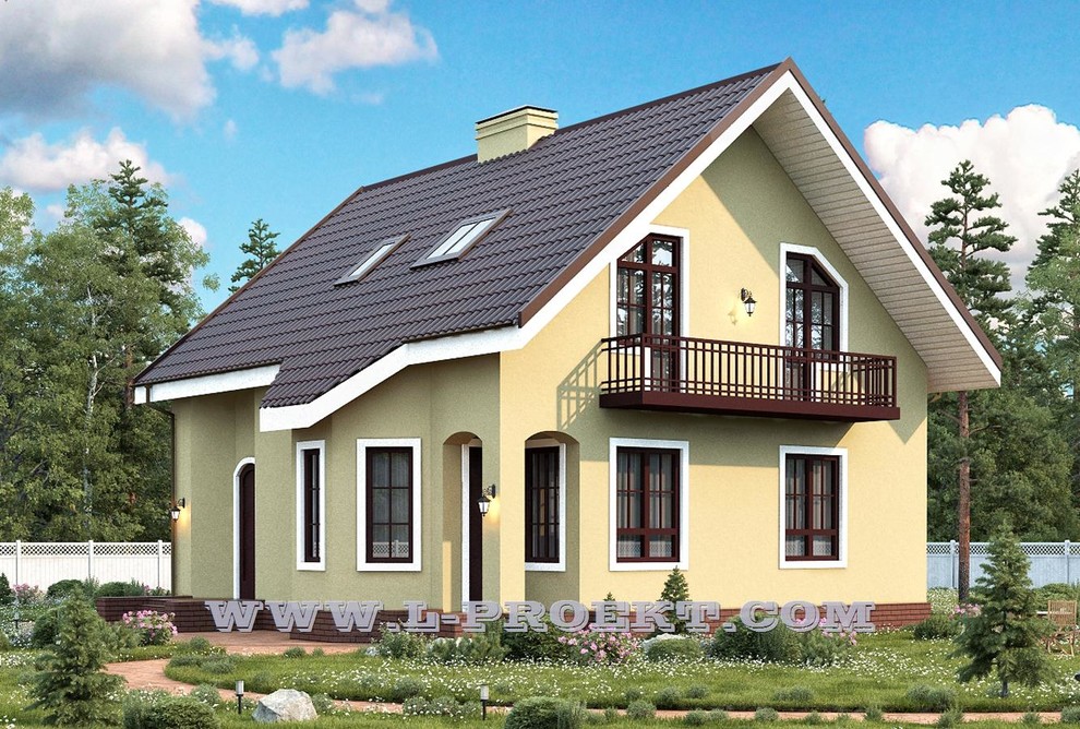 Проект 011 - двухэтажный мансардный кирпичный дом