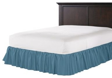 Teal Blue Cotton Twill Custom Bed Skirt