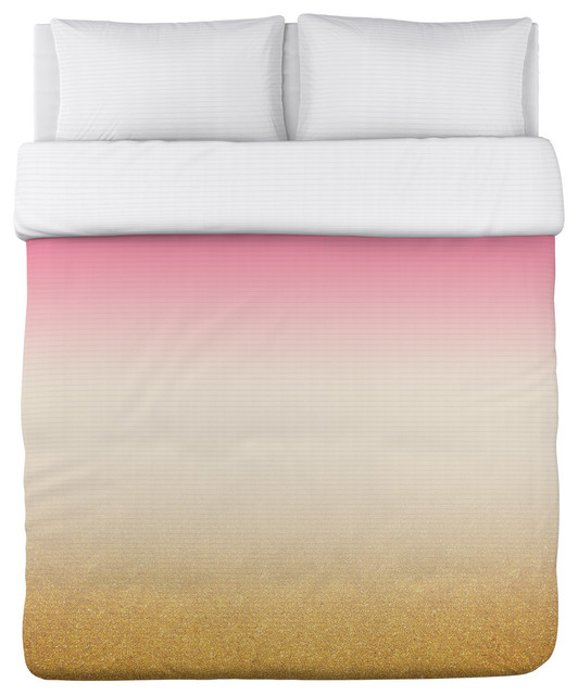 Addy Cream Pink Gold Duvet Cover Contemporary Duvet Covers