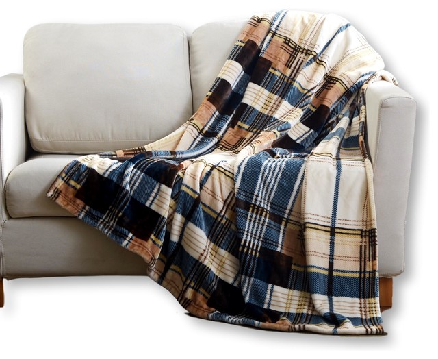 Tartan Plaid Super Soft Warm Winter Cabin Throw Blanket, 90"x90" Rustic Throws by Tache