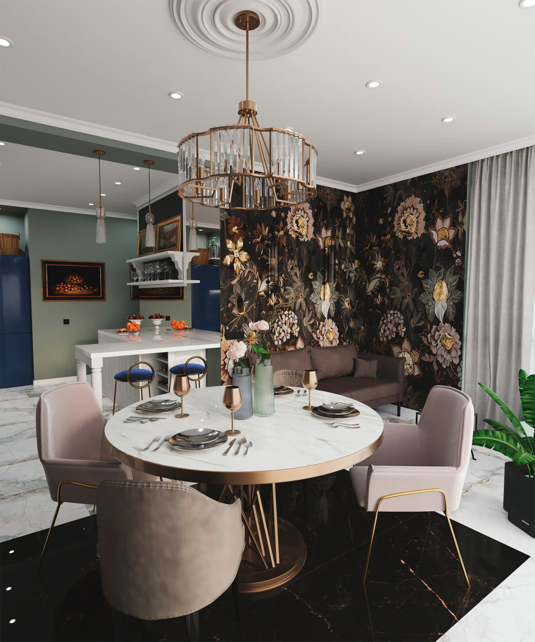 Мягкий интерьер  с деталями.