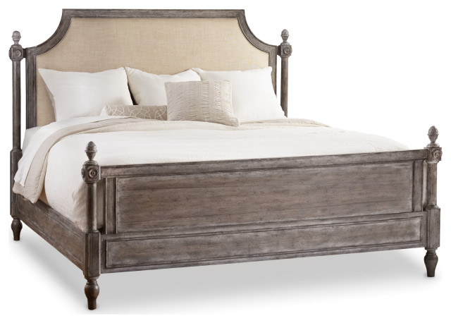 King Fabric Upholstered Poster Bed - French Country - Bed Frames - by Benjamin Rugs and Furniture | Houzz