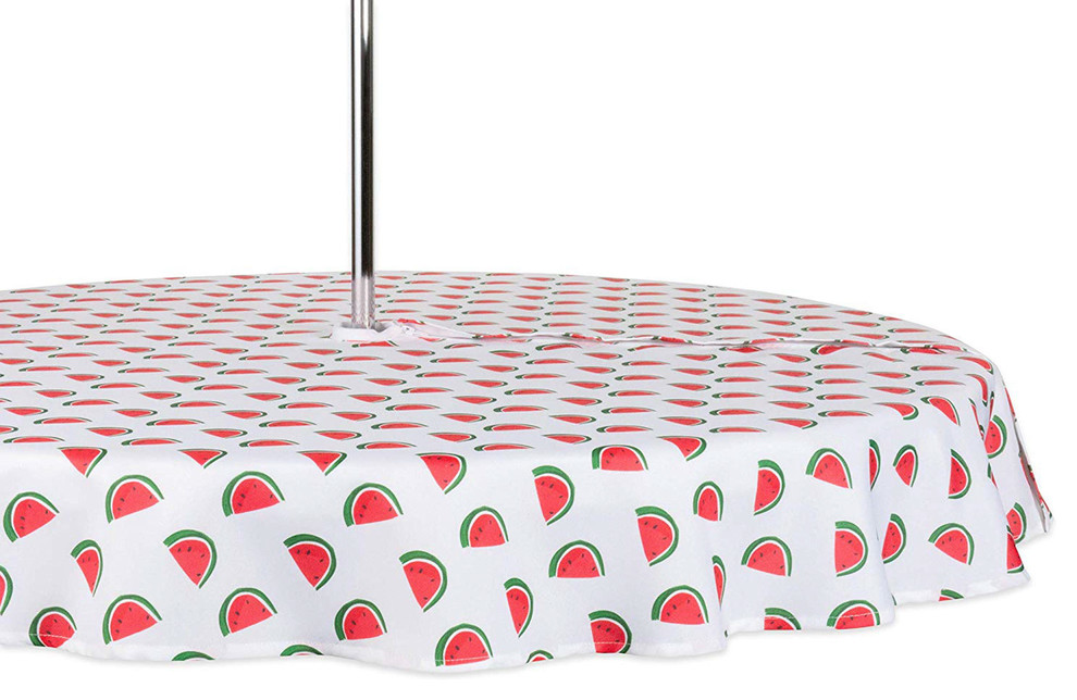 Watermelon Print Outdoor Tablecloth With Zipper 60X84, 60" ROUND