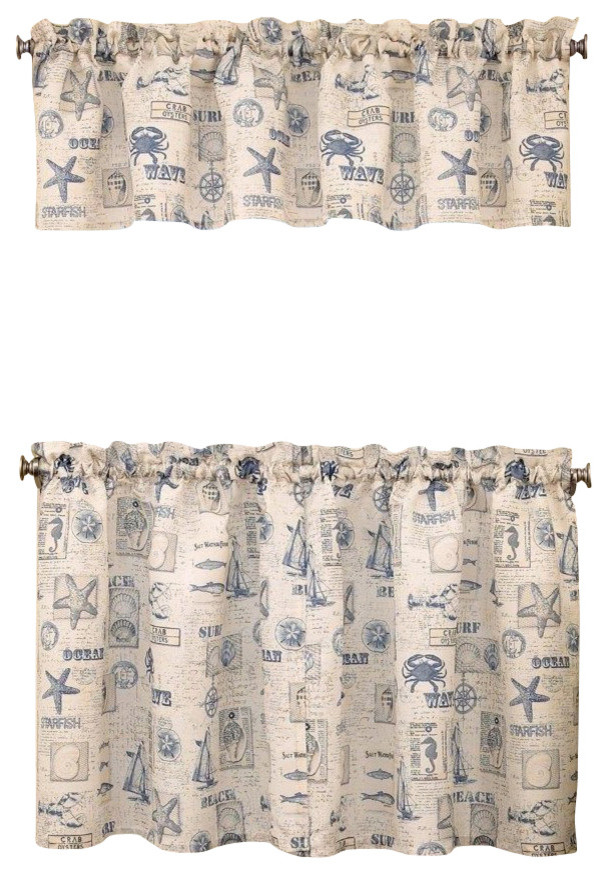 By The Sea Kitchen Curtain, 24" Tier