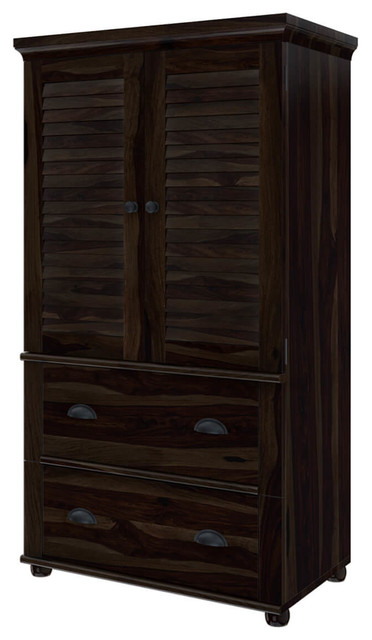Indiana Rustic Solid Wood Louvered 2 Door Bedroom Armoire Wardrobe Indiana Rustic Solid Wood Louvered 2 Door Bedroom Armoire Wardrobe
