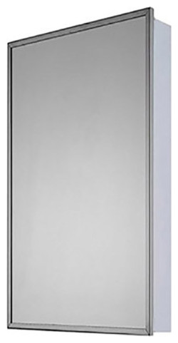 Euroline Medicine Cabinet, 16"x30", Annealed Stainless Frame, Surface Mounted