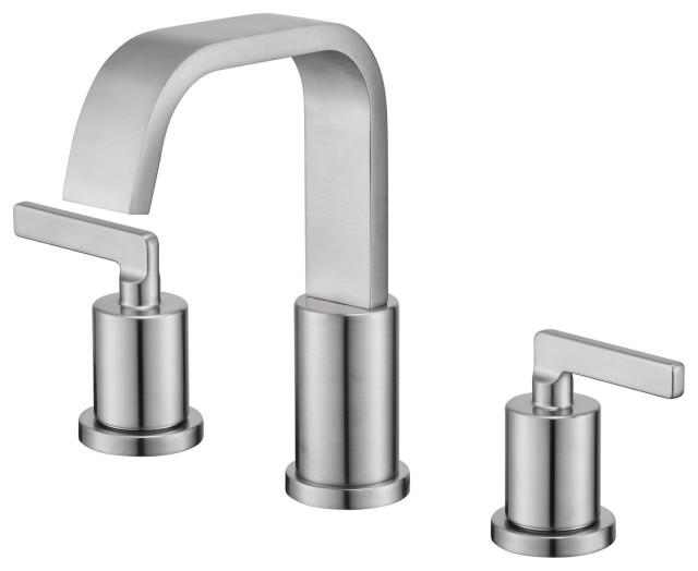 Luxier WSP04-T 2-Handle Widespread Bathroom Faucet with Drain, Brushed Nickel