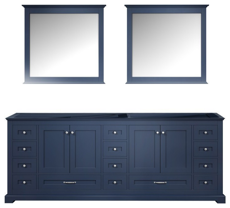 Dukes 84" Navy Blue Double Vanity Transitional Bathroom Vanities