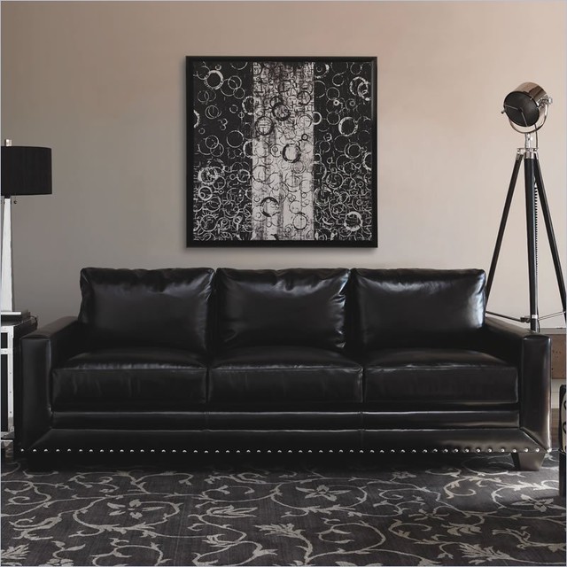 Lexington Black Ice Sapphire Leather Sofa in Black