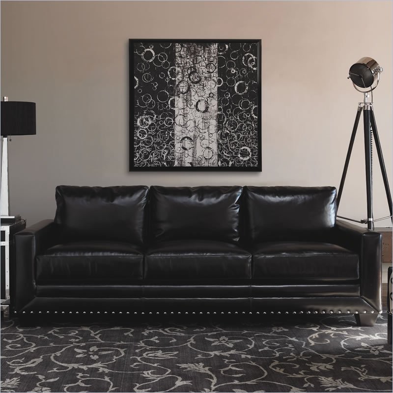 Lexington Black Ice Sapphire Leather Sofa in Black