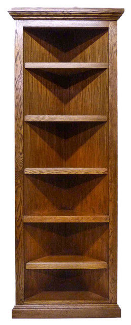 Traditional Oak Corner Bookcase, Unfinished Alder, 36h