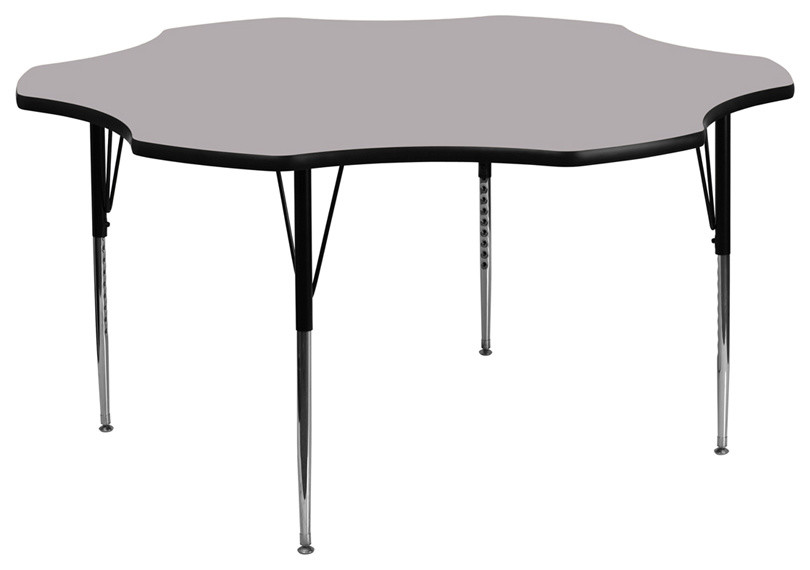 60'' Flower Grey Thermal Activity Table - Standard Height Adjustable Legs