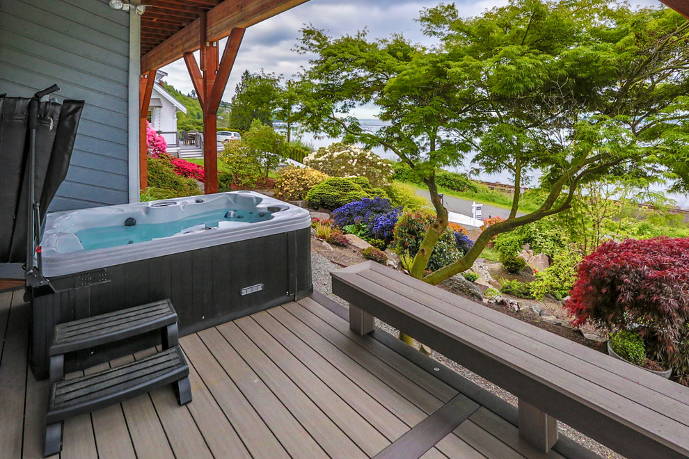 Deck - large coastal side yard deck idea in Seattle