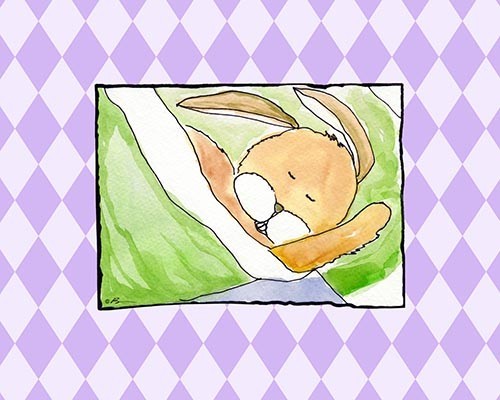 Sleeping BabyIV-Rabbit, Ready To Hang Canvas Kid's Wall Decor, 11 X 14