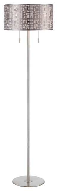FLOOR LAMP,PS/METAL SHD W/ LINER&DIFFUSER,E27 CFL 13Wx2,DCI