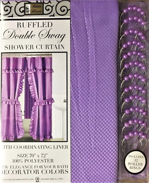 Mosaic Double Swag Fabric Shower Curtain Liner And 12 Roller Hooks Lavender Contemporary Kids Sheets By Obedding Houzz Mosaic Double Swag Fabric Shower, Lavender Shower Curtain Liner
