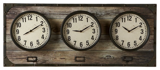 Horizontal Time Zone Wall Clock Contemporary Wall Clocks By   Contemporary Wall Clocks 