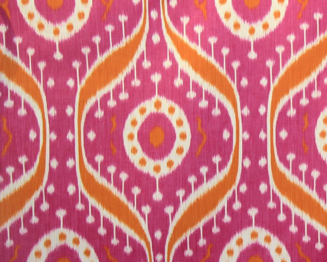 Orange violet ikat fabric Clarence House linen Tagore, Standard Cut