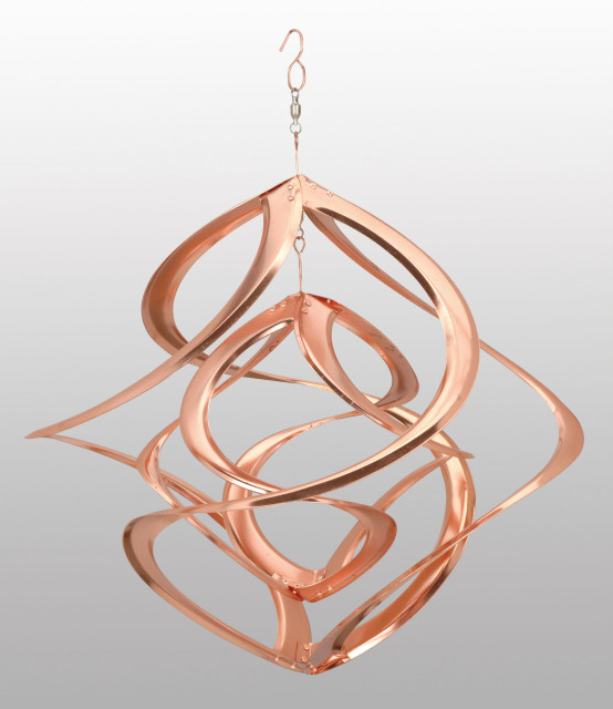 Double Cosmix Copper Wind Spinner, 17" Contemporary Wind Chimes