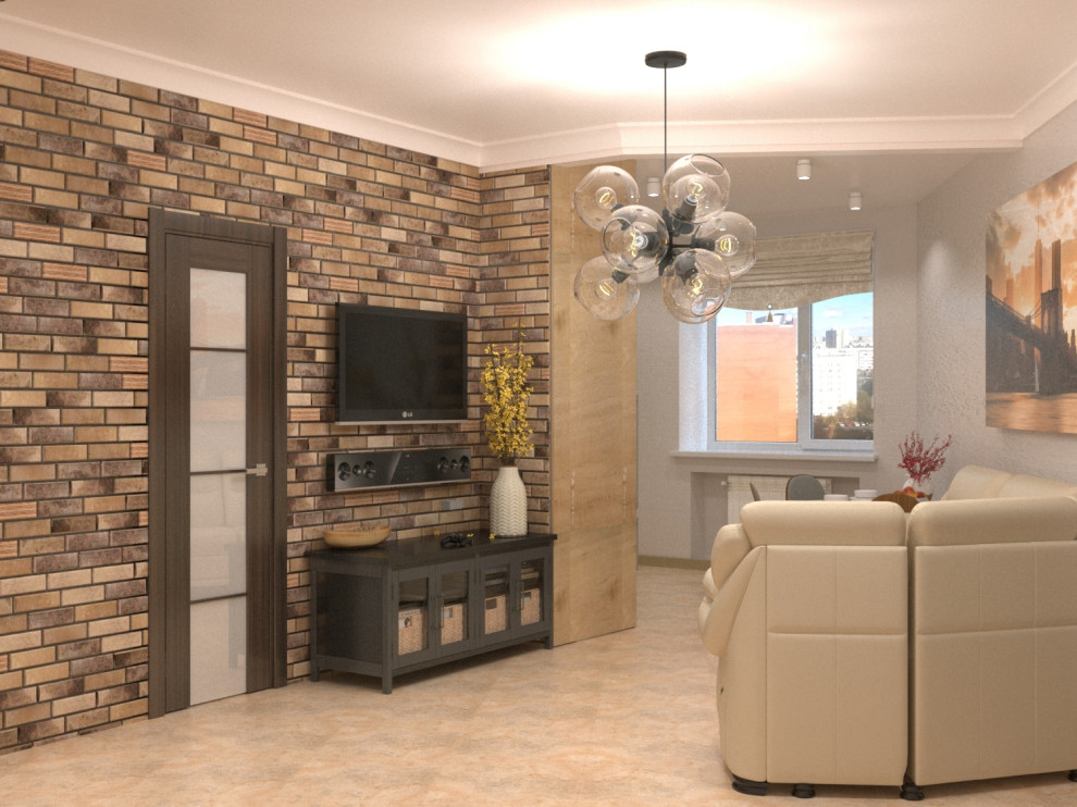 Кухня-гостиная сложной конфигурации