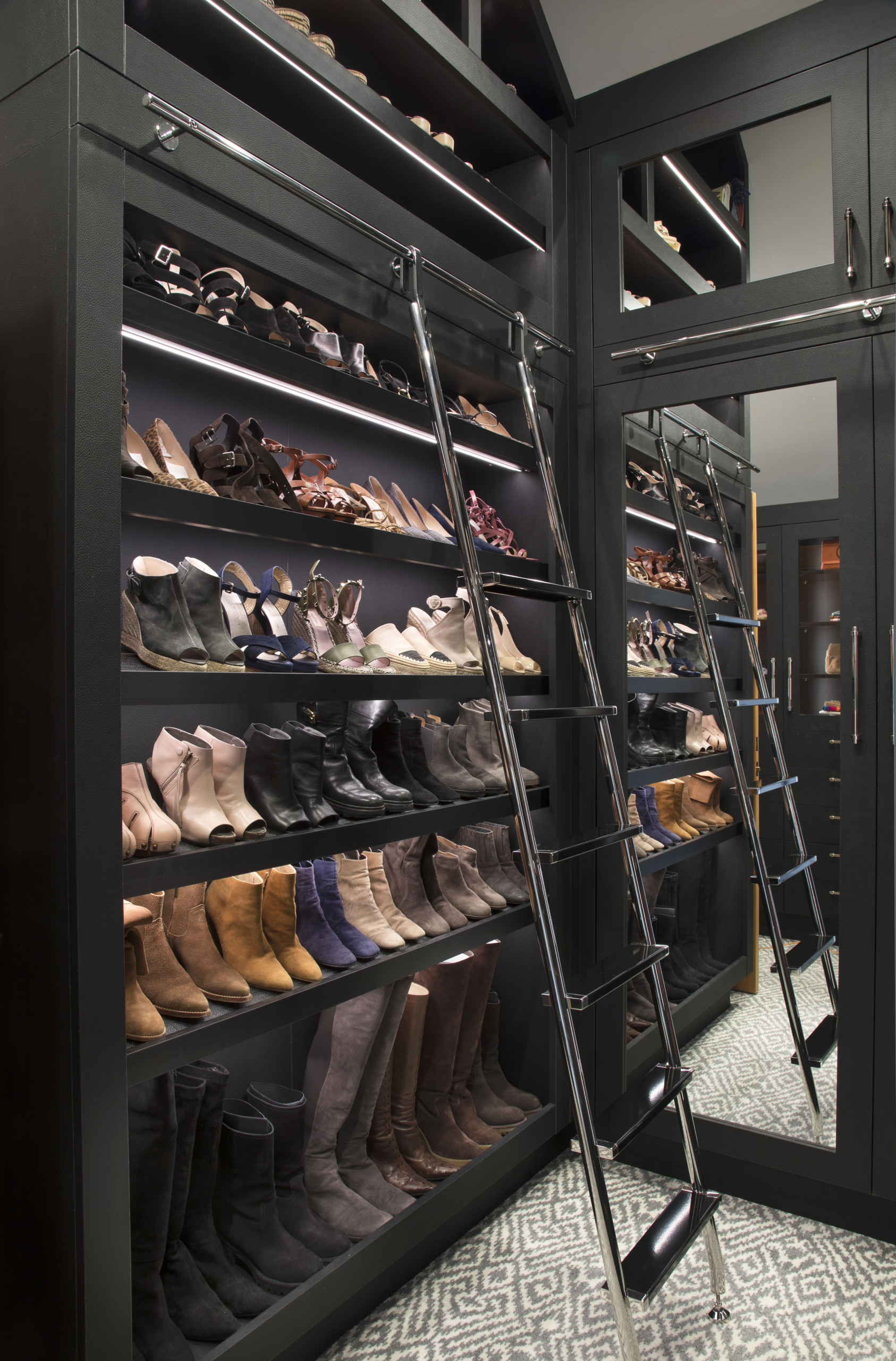 mirrored rotating shoe storage cabinet on 75 Beautiful Small Vaulted Ceiling Closet Pictures Ideas June 2021 Houzz