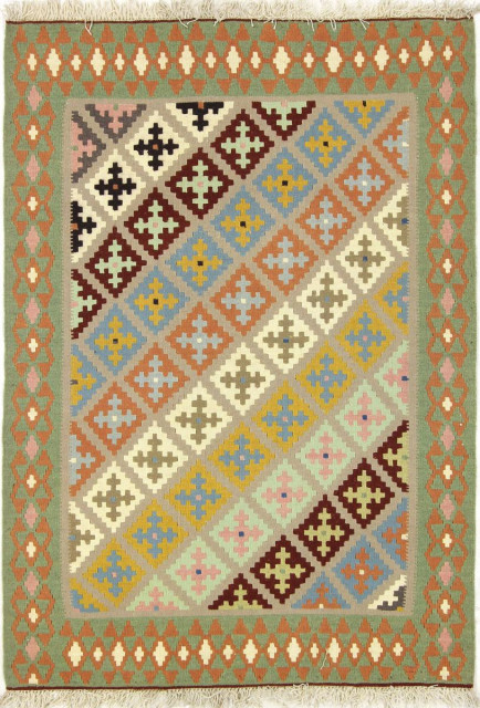 Persian Kilim Fars 4'11"x3'6" Hand Woven Oriental Rug