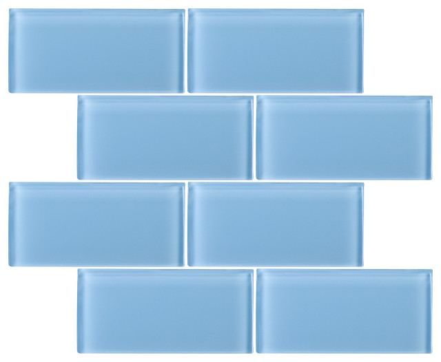 3 X6 Baker Gl Subway Tiles Set Of 8 Baby Blue Contemporary 3 X6 Baker Gl Subway Tiles Set Of