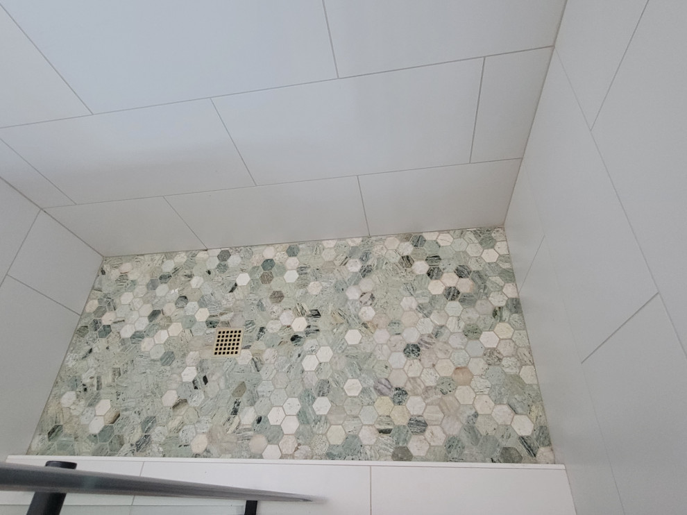 Small Bathroom Remodel with Aqua Tiles