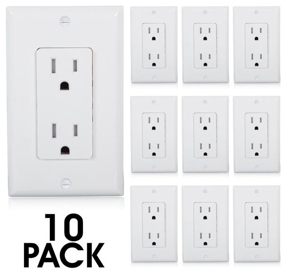 Maxxima Tamper Resistant Duplex Receptacle 15A White, Pack of 10
