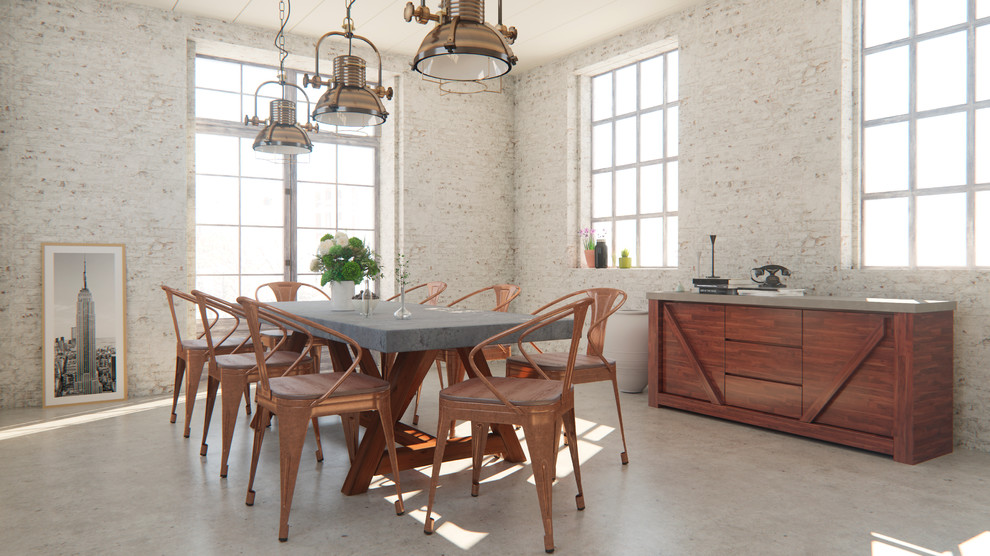This is an example of an industrial dining room in Los Angeles.