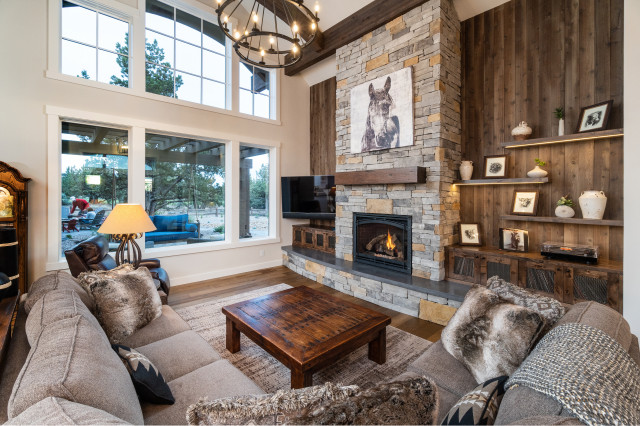 Custom Farmhouse Style - Campagne - Salle de Séjour - Autres périmètres ...