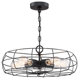 Revel Hudson 18" Industrial 5-Light Cage Fixture, Matte Black Finish, Chandelier