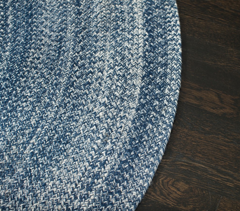 Anji Mountain Epona Braided Blue Area Rug, Round 8' x 8' Contemporary Area Rugs by